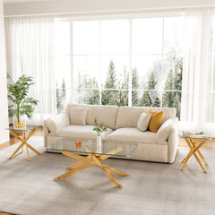 CT036G 3-Piece Glass Table Set (Coffee Table + 2 End Tables)