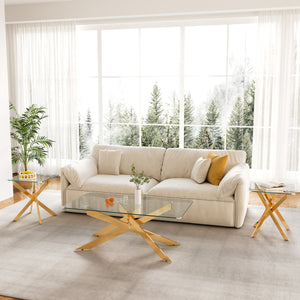 CT036G 3-Piece Glass Table Set (Coffee Table + 2 End Tables)
