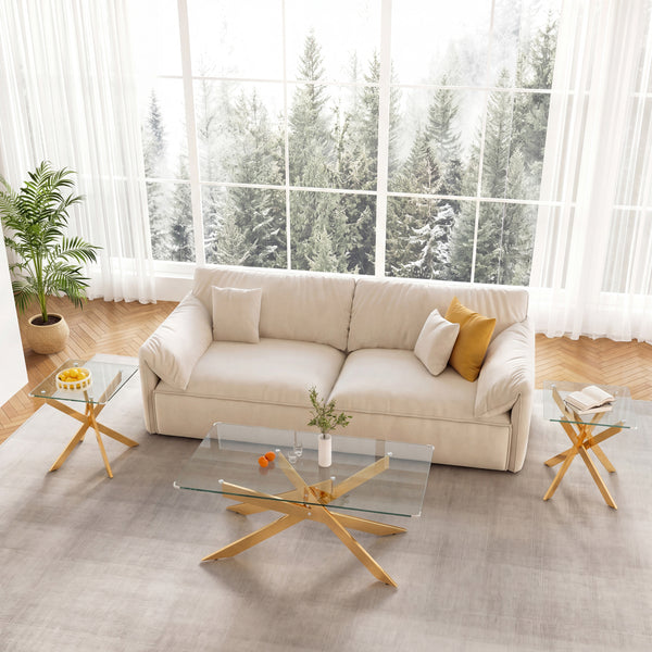 CT036G 3-Piece Glass Table Set (Coffee Table + 2 End Tables)