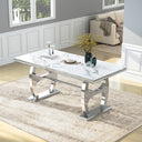 DT0239SMW Dining Table - White/Silver MDF Metal Frame