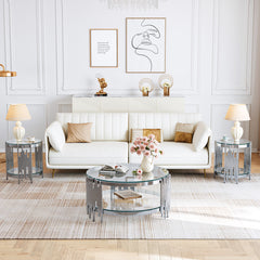 CT038S 3-Piece Glass Coffee & End Table Set - Clear/Silver