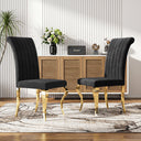 #BLACK/GOLD Channel Tufted Upholstered Dining Chairs Set of 2 View 19