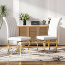 #WHITE/GOLD Channel Tufted Upholstered Dining Chairs Set of 2 View 24