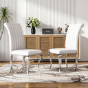 #WHITE/SILVER Channel Tufted Upholstered Dining Chairs Set of 2 View 28