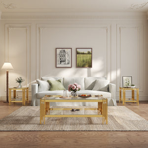 CT037G-3 3-Piece 8mm Glass Table Set (1 Coffee Table + 2 End Tables)