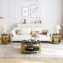 CT038GB 3-Piece Glass Coffee & End Table Set - Black/Gold