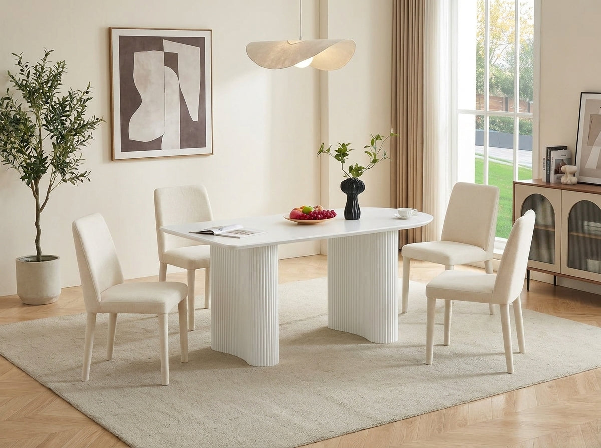 LuxeWood Modern Rectangular MDF Dining Table - Two Sizes, One Clean Look - Zemorn