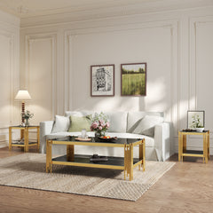 CT037GB-3 3-Piece 8mm Glass Table Set (1 Coffee Table + 2 End Tables)