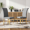 #GRAY/GOLD Channel Tufted Upholstered Dining Chairs Set of 2 View 13