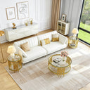 CT038G 3-Piece Glass Coffee & End Table Set - Clear/Gold