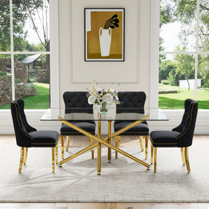 #BLACK/GOLD#Table+4Chairs