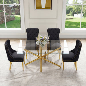 #BLACK/GOLD#Table+4Chairs