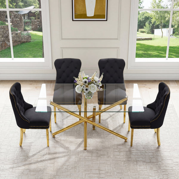 #BLACK/GOLD#Table+4Chairs