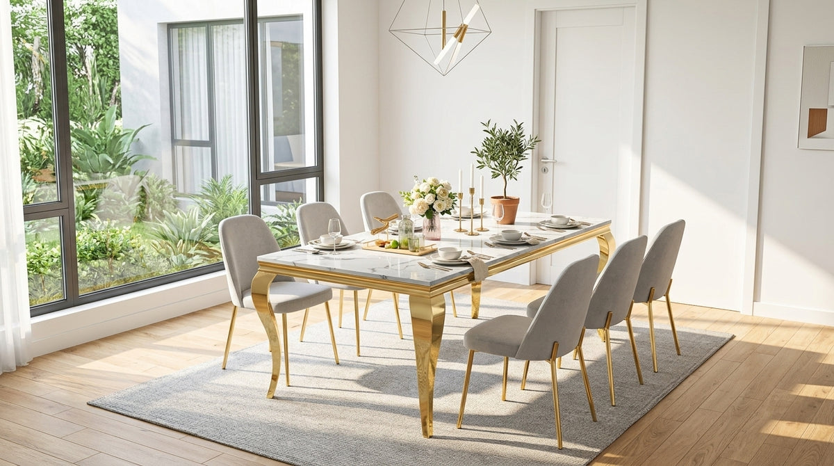 LuxeWood 70 Inch Glam MDF Dining Table - Room for Everyone - Zemorn
