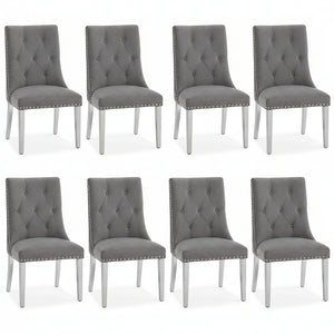 #GRAY/SILVER Button Tufted Velvet Dining Chairs Sets of 2 8 View 43