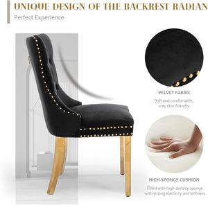 #BLACK/GOLD Button Tufted Velvet Dining Chairs Sets of 2 8 View 20