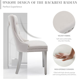 #WHITE/SILVER Button Tufted Velvet Dining Chairs Sets of 2 8 View 75