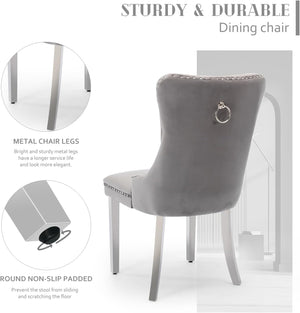 #GRAY/SILVER Button Tufted Velvet Dining Chairs Sets of 2 8 View 38