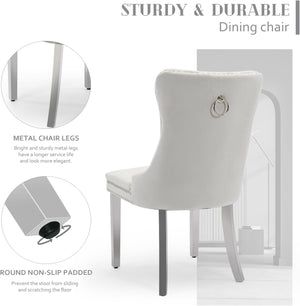 #WHITE/SILVER Button Tufted Velvet Dining Chairs Sets of 2 8 View 76
