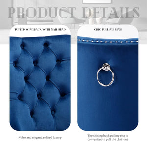 #BLUE/SILVER Button Tufted Velvet Dining Chairs Sets of 2 8 View 58