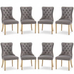 #GRAY/GOLD Button Tufted Velvet Dining Chairs Sets of 2 8 View 53