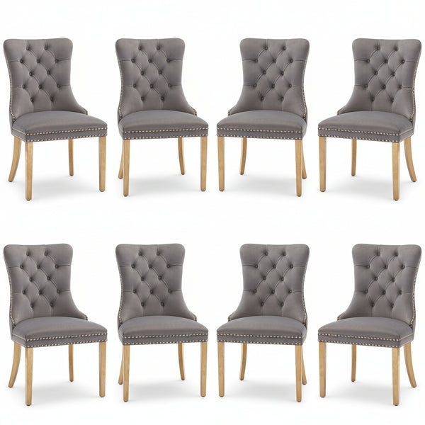 #GRAY/GOLD Button Tufted Velvet Dining Chairs Sets of 2 8 View 53