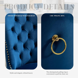 #BLUE/GOLD Button Tufted Velvet Dining Chairs Sets of 2 8 View 68