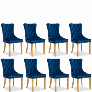 #BLUE/GOLD Button Tufted Velvet Dining Chairs Sets of 2 8 View 72