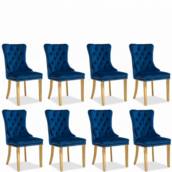 #BLUE/GOLD Button Tufted Velvet Dining Chairs Sets of 2 8 View 72