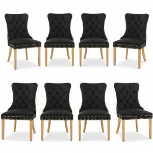 #BLACK/GOLD Button Tufted Velvet Dining Chairs Sets of 2 8 View 26
