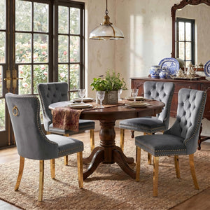 #GRAY/GOLD Button Tufted Velvet Dining Chairs Sets of 2 8 View 51