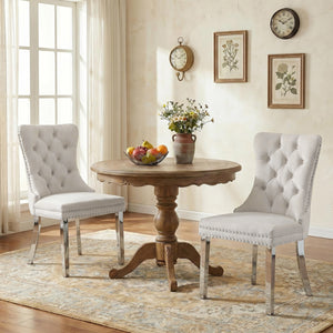 #WHITE/SILVER Button Tufted Velvet Dining Chairs Sets of 2 8 View 81