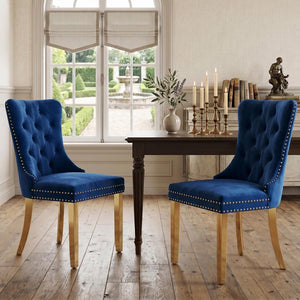 #BLUE/GOLD Button Tufted Velvet Dining Chairs Sets of 2 8 View 63
