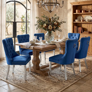 #BLUE/SILVER Button Tufted Velvet Dining Chairs Sets of 2 8 View 61