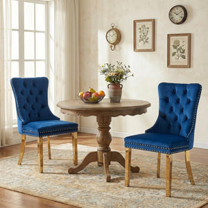 #BLUE/GOLD Button Tufted Velvet Dining Chairs Sets of 2 8 View 69