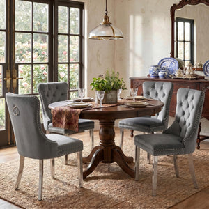 #GRAY/SILVER Button Tufted Velvet Dining Chairs Sets of 2 8 View 41