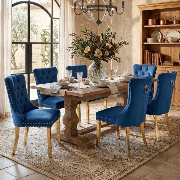 #BLUE/GOLD Button Tufted Velvet Dining Chairs Sets of 2 8 View 71