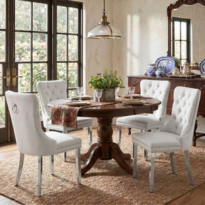 #WHITE/SILVER Button Tufted Velvet Dining Chairs Sets of 2 8 View 80
