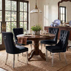 #BLACK/SILVER Button Tufted Velvet Dining Chairs Sets of 2 8 View 33