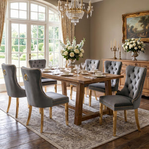 #GRAY/GOLD Button Tufted Velvet Dining Chairs Sets of 2 8 View 45