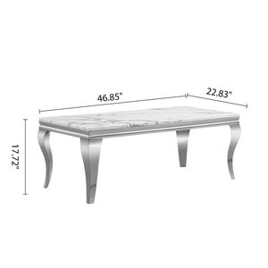 CT022SMW 3-Piece Coffee & End Table Set - White/Silver MDF Metal