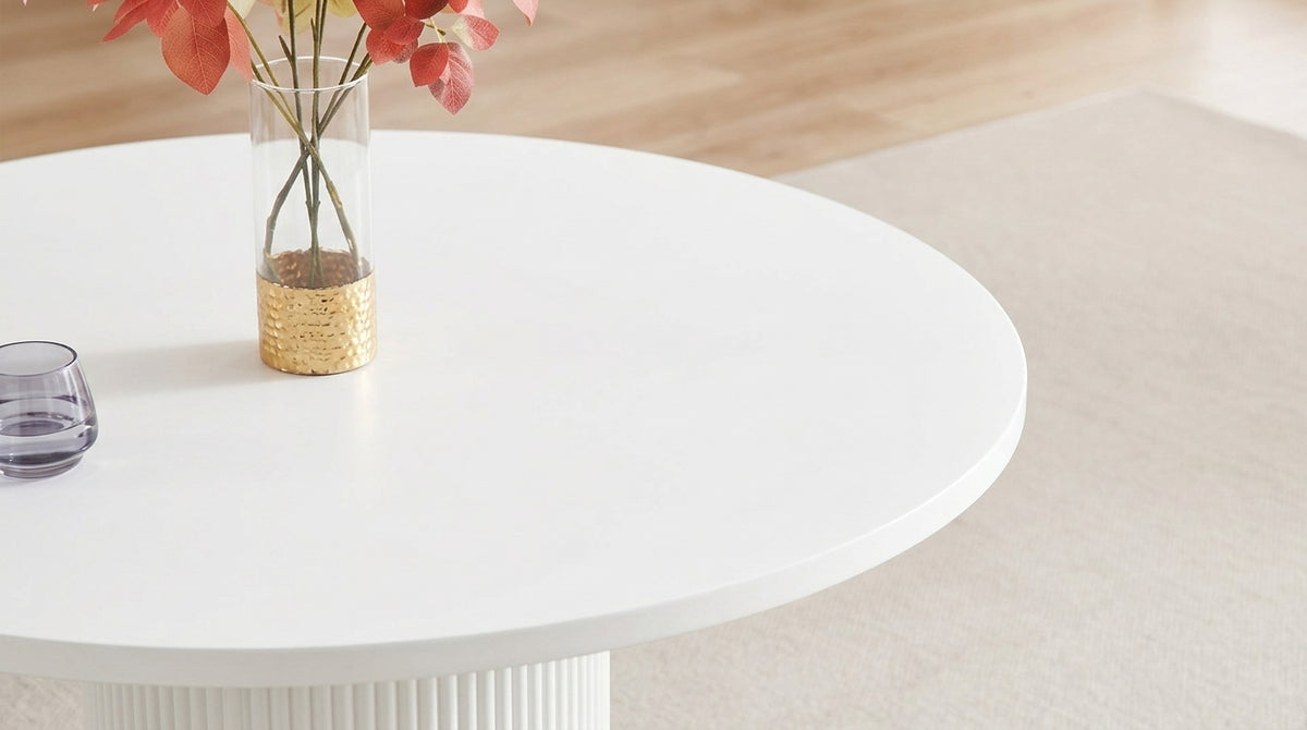 LuxeWood 46 Inch Round Modern MDF Dining Table Material & Structure Detail - Zemorn