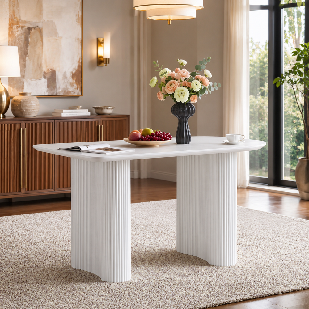 LuxeWood MDF Dining Table 55 Inch or 63 Inch - Zemorn