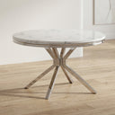 #White/Silver LuxeWood 47 Inch Round MDF Dining Table with Metal Base, Seats 4 Detail View