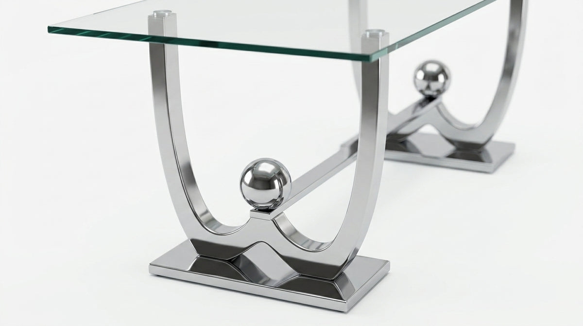 Crystal 69 Inch Rectangular Glass Dining Table Material & Structure Detail - Zemorn