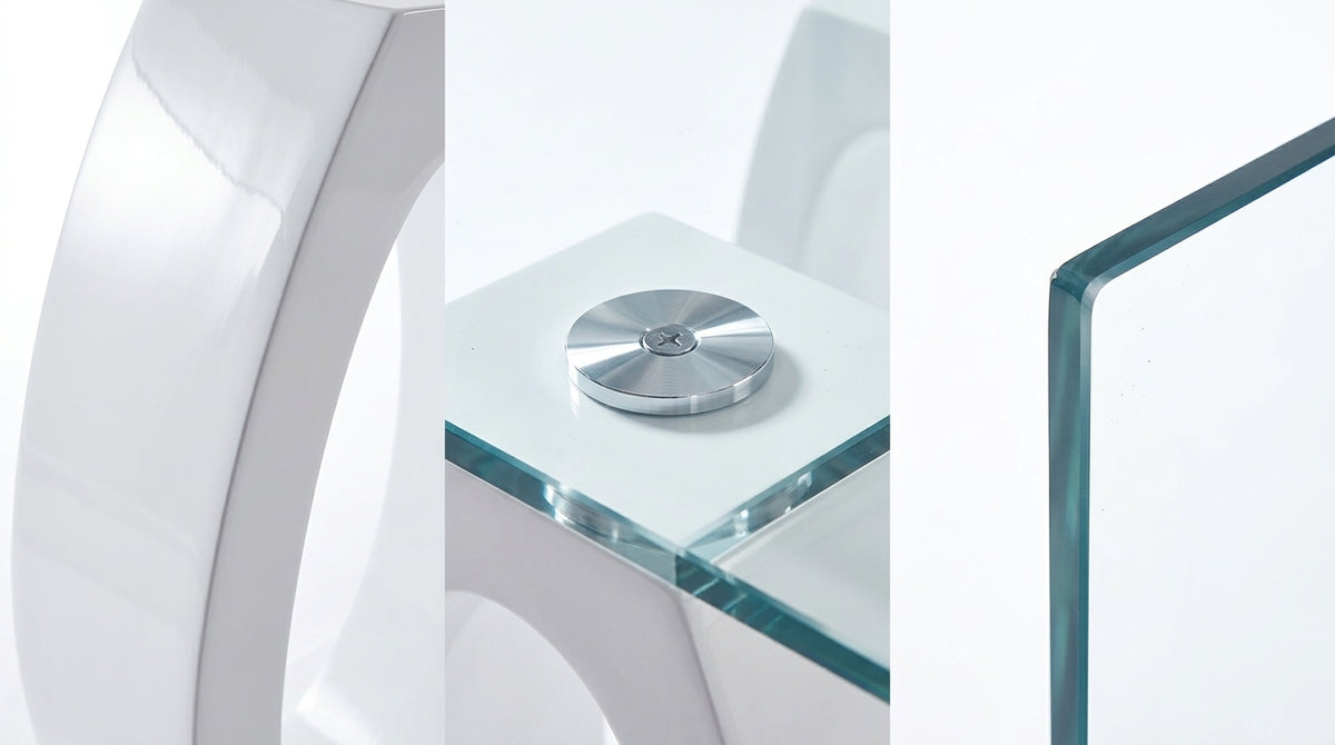 Crystal 63 Inch Rectangular Glass Dining Table Material & Structure Detail - Zemorn