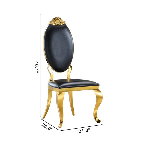 Sleek Black & Gold 7-Piece Dining Set | Easy-Clean PU Chairs + Gold Metal Frame Zemorn