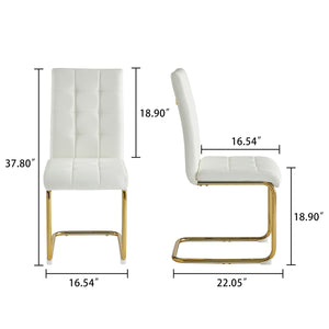 DT0215GW 5-Piece MDF Dining Set + 4 White PU Chairs (Gold)