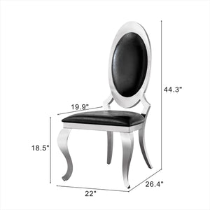 DT022SMW 7-Piece MDF Dining Set + 6 Black PU Chairs (Silver)