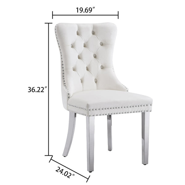 DT0314S 5-Piece Round Glass Dining Set (37" Table + 4 Velvet Chairs)